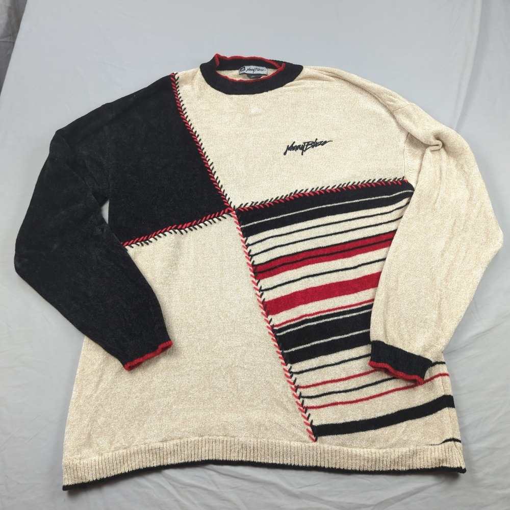 Johnny Blaze Sweater Mens 2XL Beige Color Block